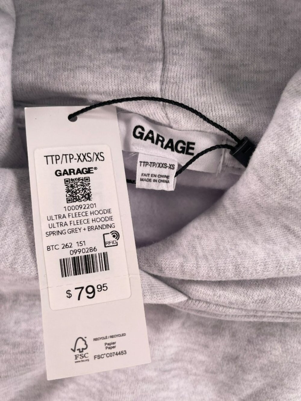 Garage Ultra Fleece Hoodie Cute Embroidered Spring Grey Women's Size XXS/XS NEW - Picture 4 of 5